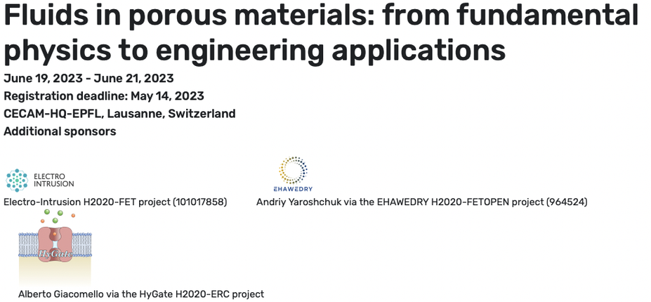 Workshop“CECAM-Fluids in porous materials: from fundamental physics to engineering applications” Workshop“CECAM-Fluids in porous materials: from fundamental physics to engineering applications”